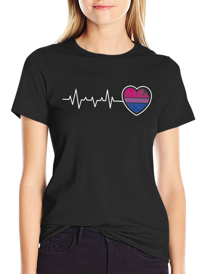 Bisexual Pride Heartbeat Graphic T-Shirt
