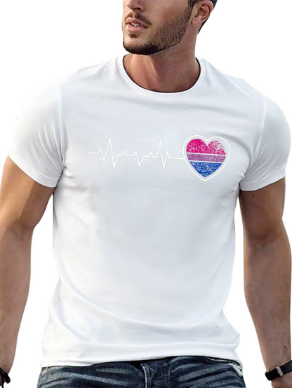 Bisexual Pride Heartbeat Graphic T-Shirt