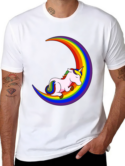 Unicorn Rainbow Moon Black T-Shirt