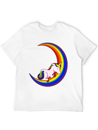 Unicorn Rainbow Moon Black T-Shirt