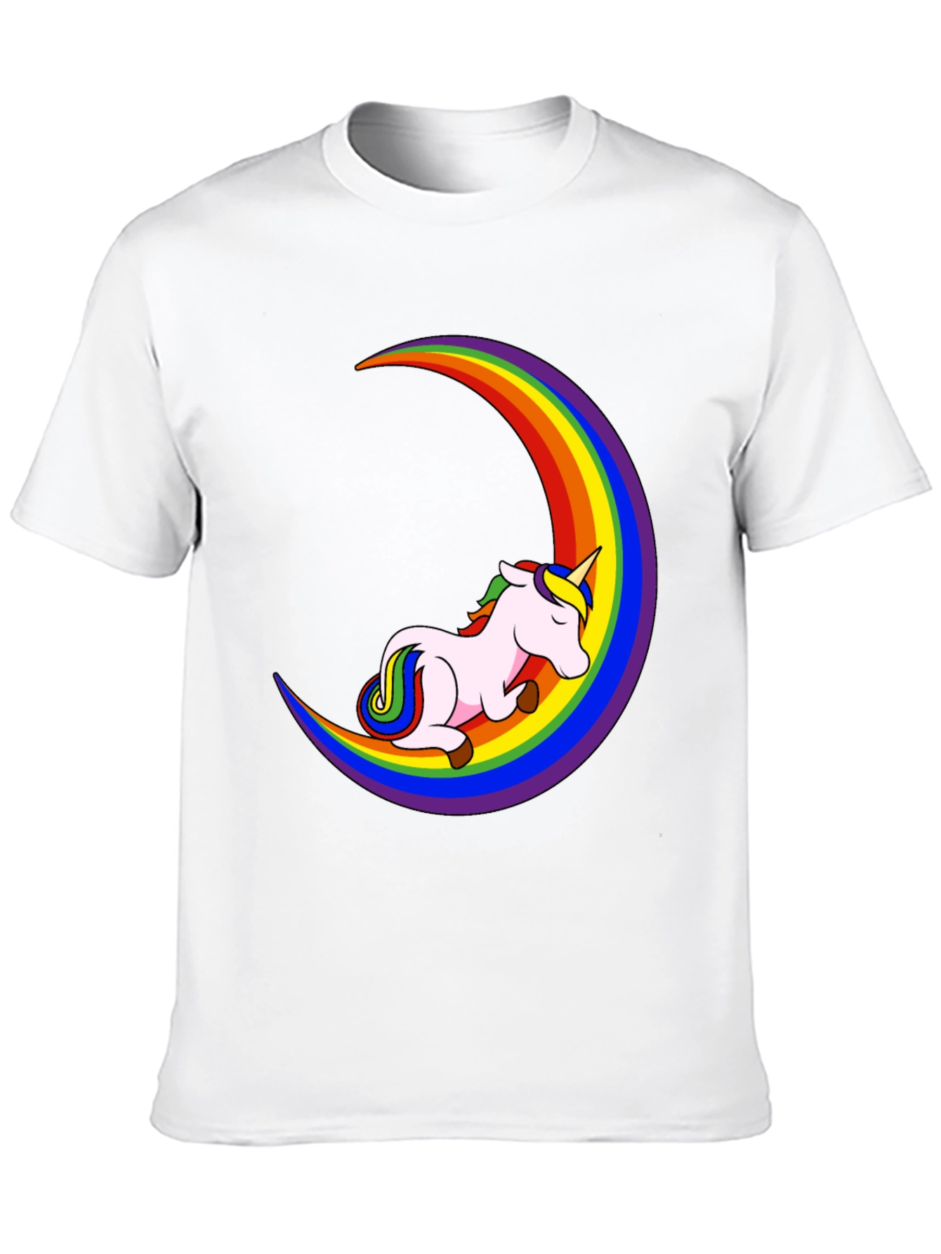 Unicorn Rainbow Moon Black T-Shirt