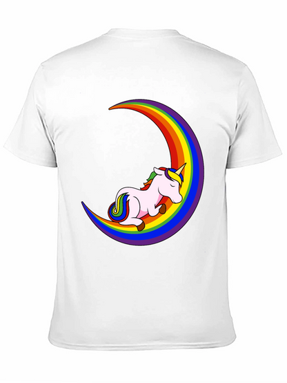 Unicorn Rainbow Moon Black T-Shirt
