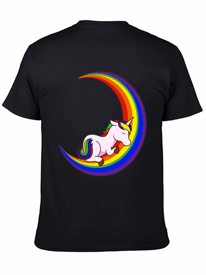 Unicorn Rainbow Moon Black T-Shirt