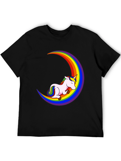Unicorn Rainbow Moon Black T-Shirt