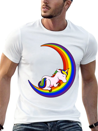 Unicorn Rainbow Moon Black T-Shirt