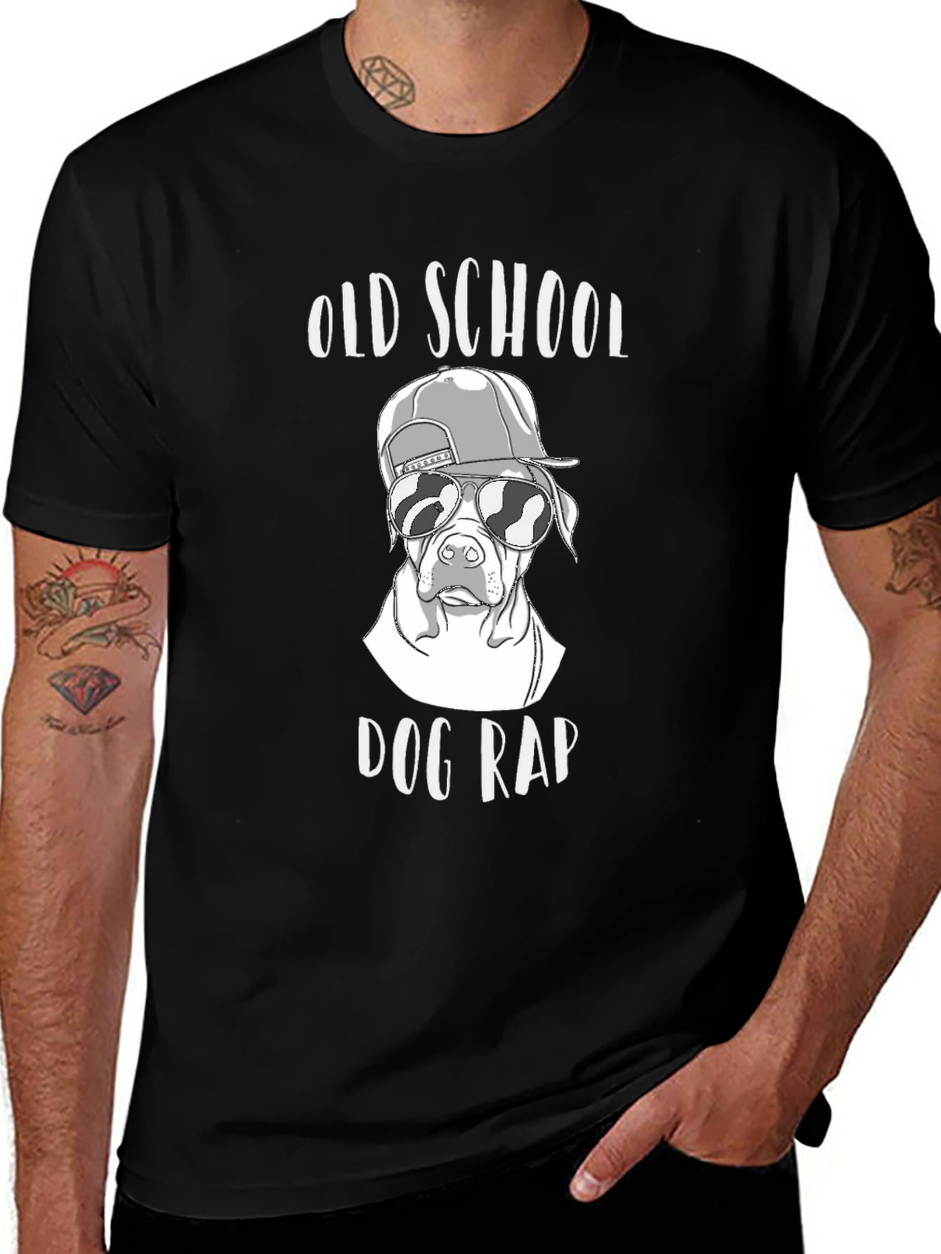 Old School Dog Rap T-Shirt Black