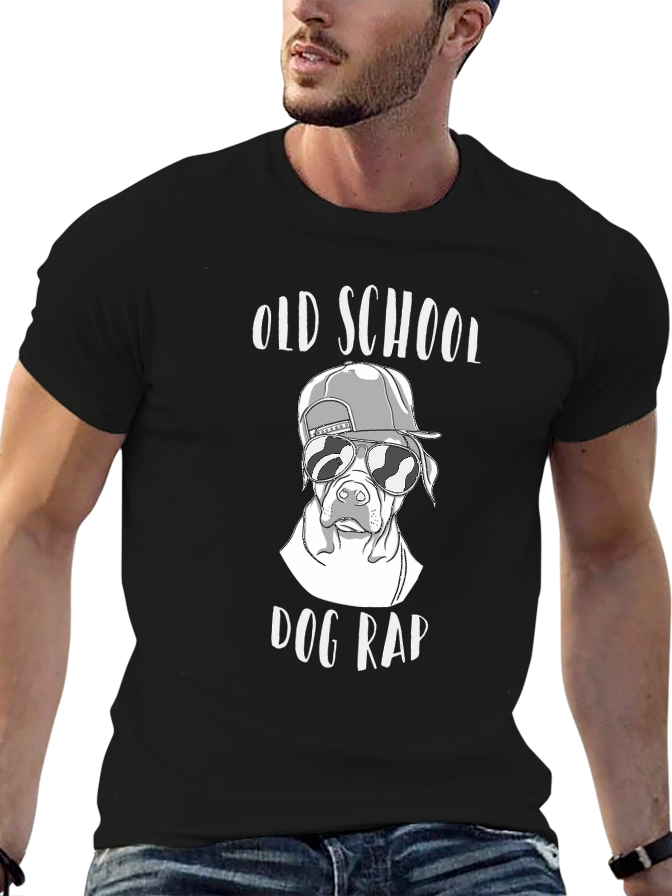 Old School Dog Rap T-Shirt Black