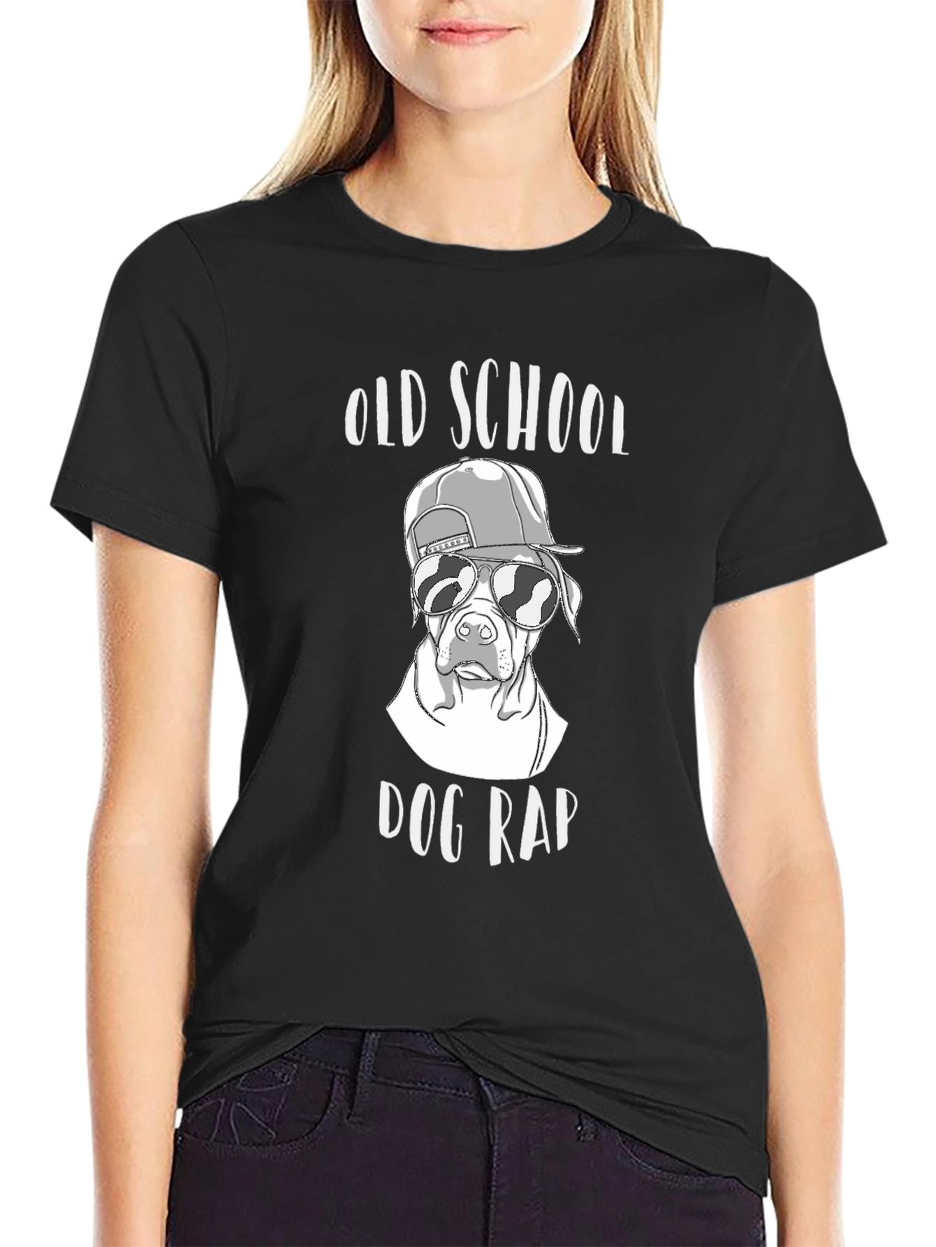 Old School Dog Rap T-Shirt Black