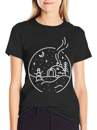 Winter Scene Graphic Tee - Black