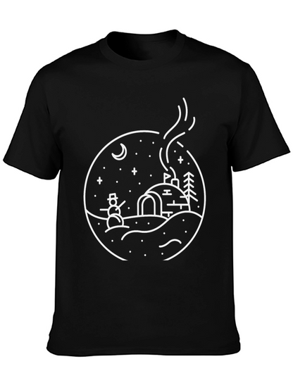 Winter Scene Graphic Tee - Black