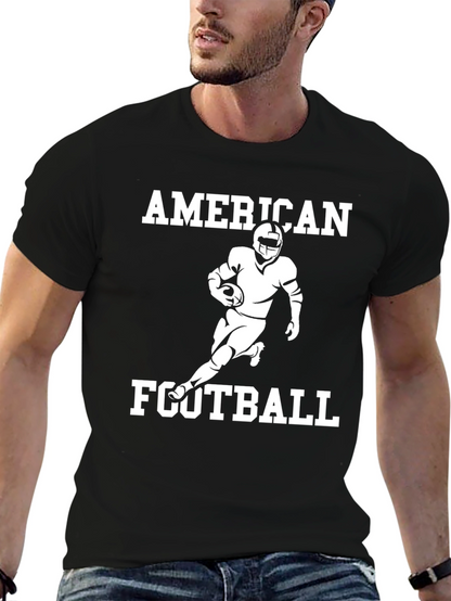 American Football Graphic Tee - Black Cotton T-Shirt