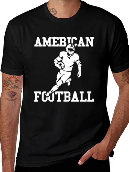 American Football Graphic Tee - Black Cotton T-Shirt