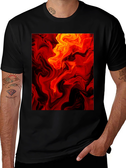 Fiery Abstract Art Black T-Shirt