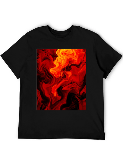 Fiery Abstract Art Black T-Shirt