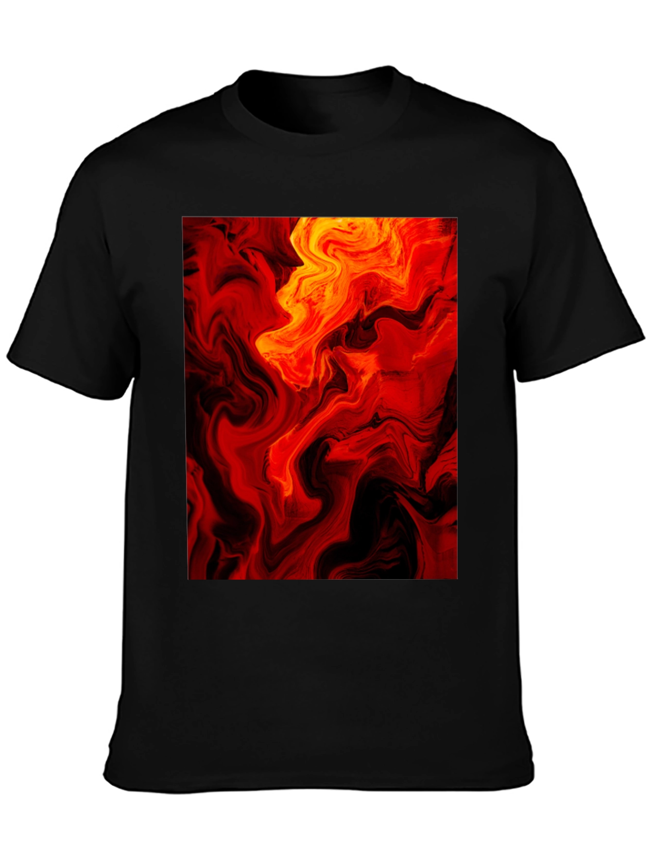 Fiery Abstract Art Black T-Shirt