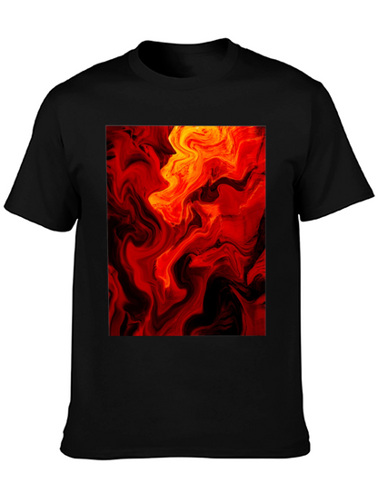 Fiery Abstract Art Black T-Shirt
