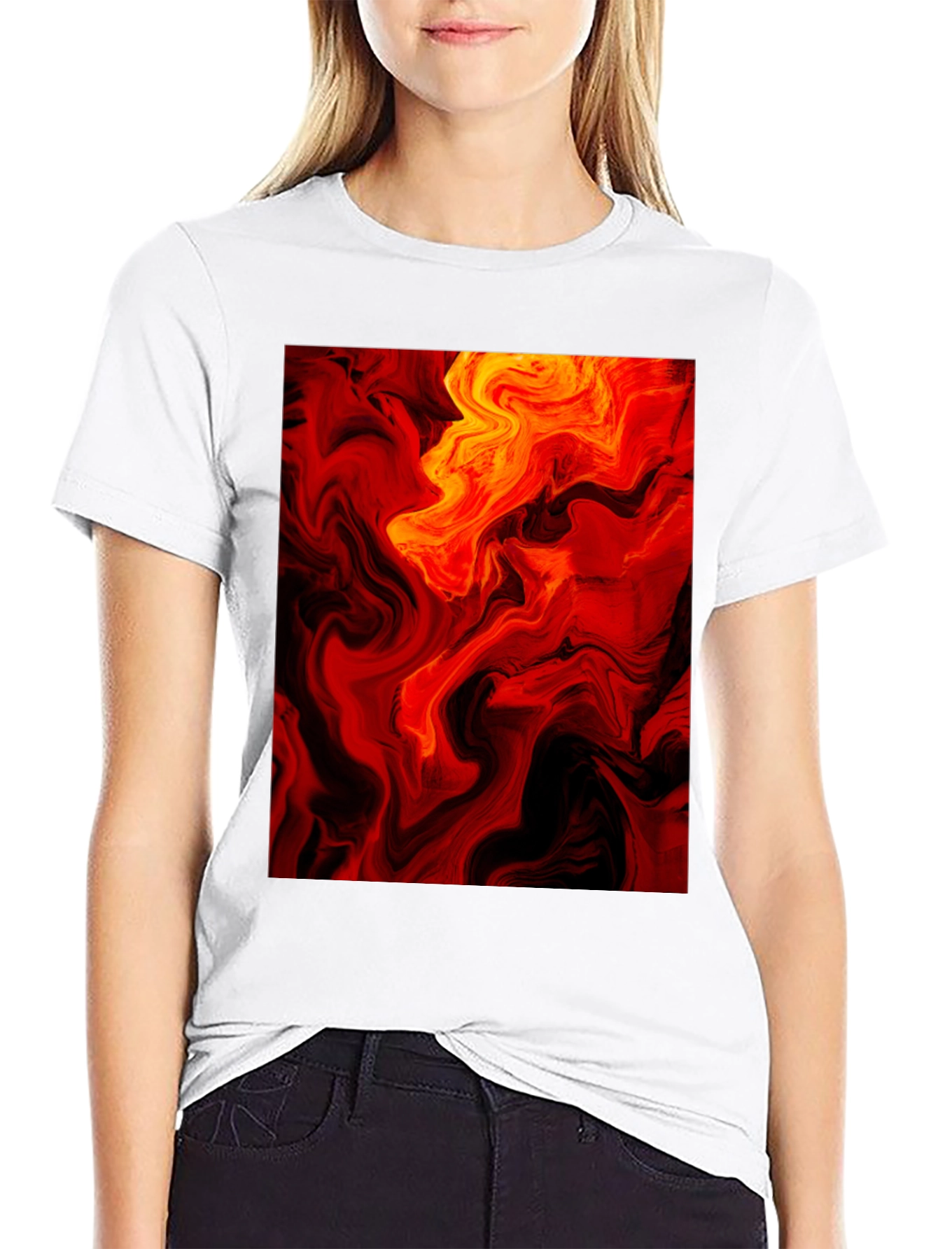 Fiery Abstract Art Black T-Shirt