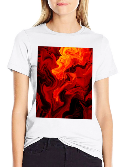 Fiery Abstract Art Black T-Shirt