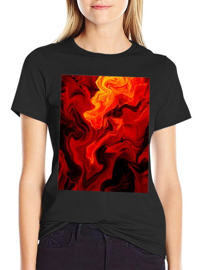 Fiery Abstract Art Black T-Shirt