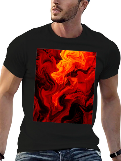 Fiery Abstract Art Black T-Shirt