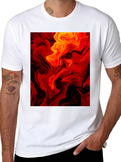 Fiery Abstract Art Black T-Shirt