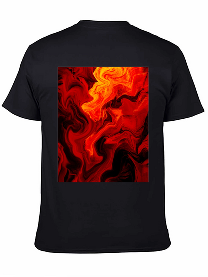 Fiery Abstract Art Black T-Shirt