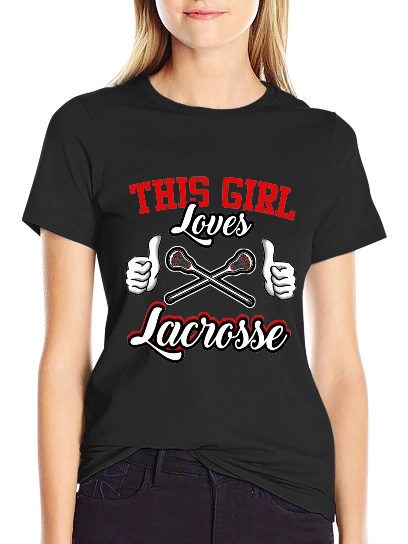 This Girl Loves Lacrosse Black T-Shirt