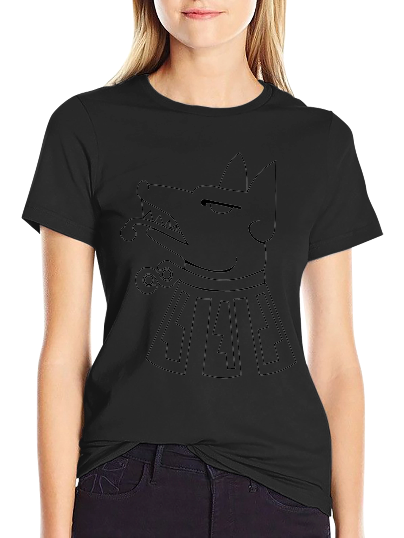 Aztec Dog Graphic Tee - Black