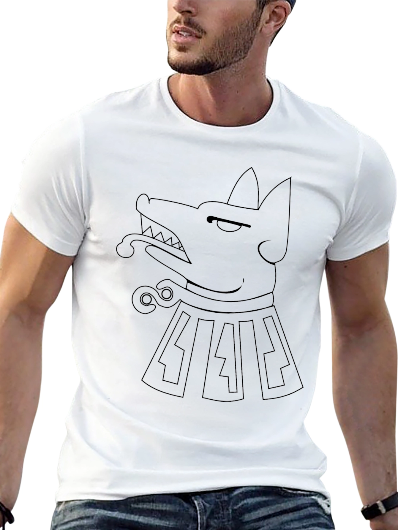 Aztec Dog Graphic Tee - Black