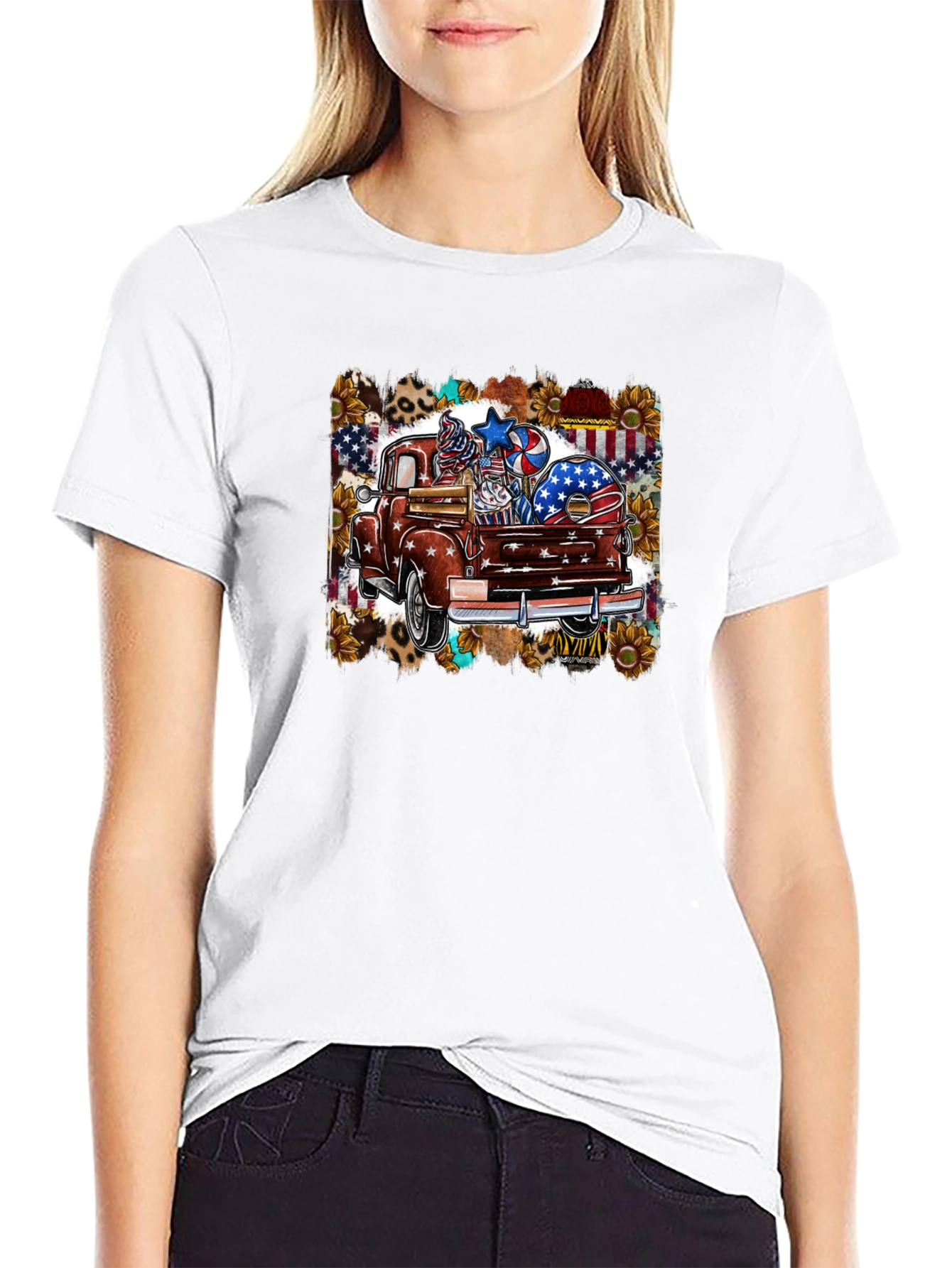 Patriotic Truck Graphic Tee - Mens Black T-Shirt