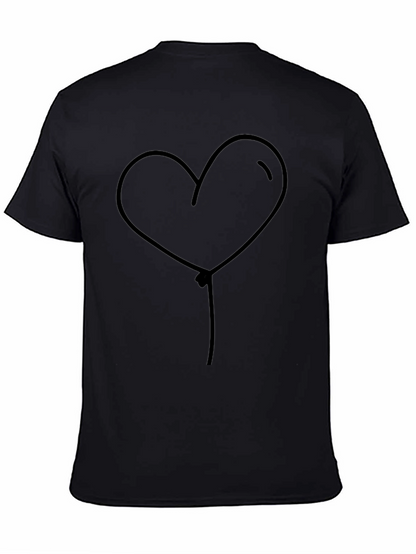 Heart Balloon Graphic Tee - Casual Black T-Shirt