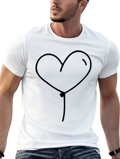 Heart Balloon Graphic Tee - Casual Black T-Shirt