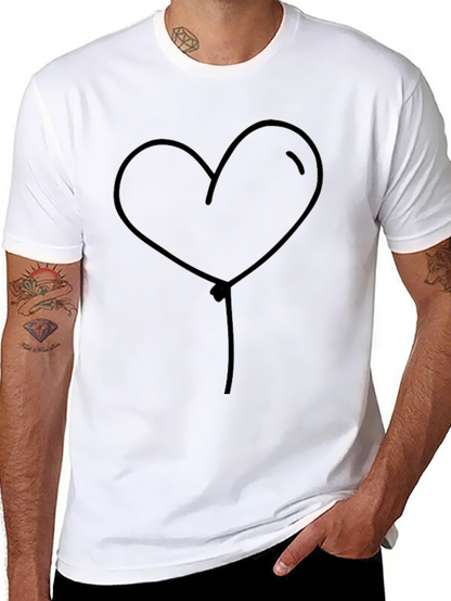 Heart Balloon Graphic Tee - Casual Black T-Shirt