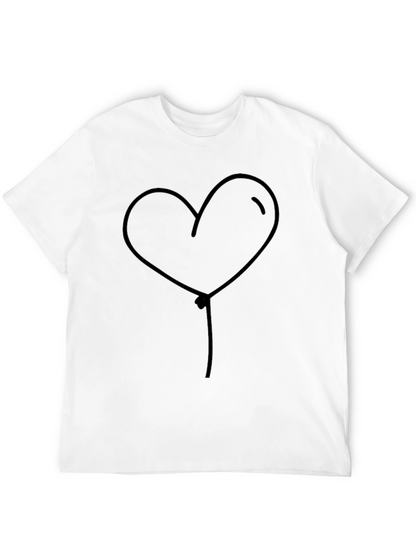 Heart Balloon Graphic Tee - Casual Black T-Shirt