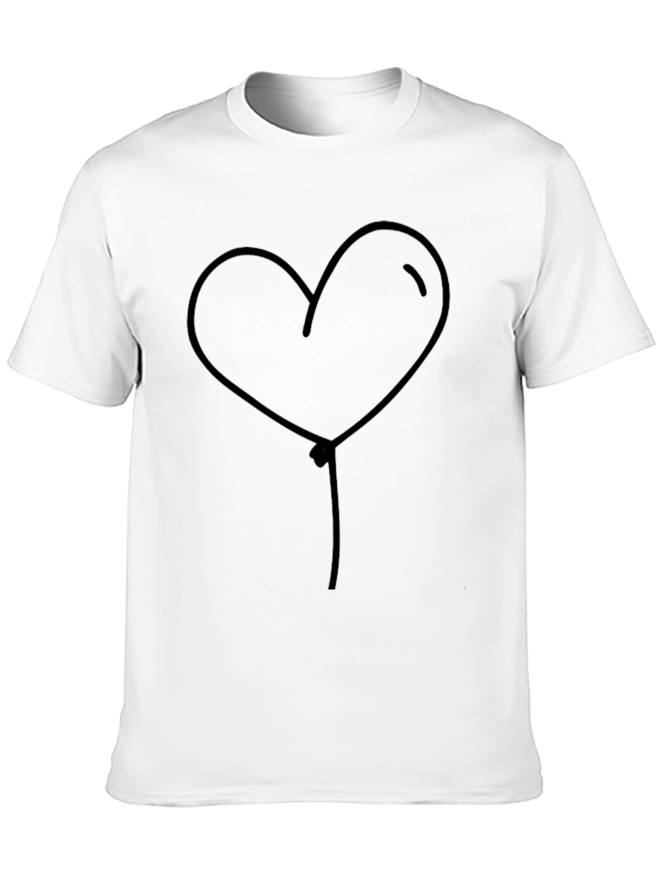 Heart Balloon Graphic Tee - Casual Black T-Shirt
