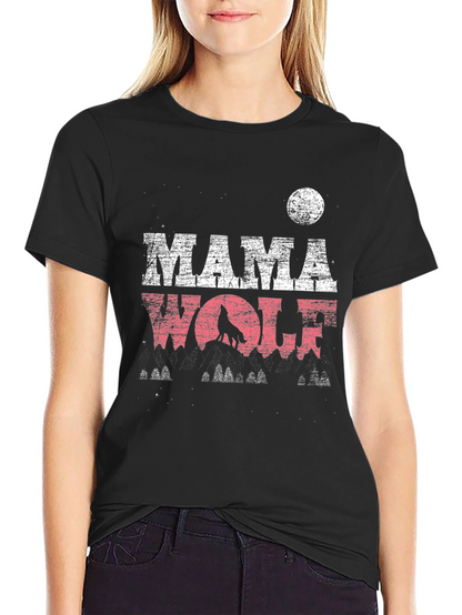 Mama Wolf Graphic Tee - Distressed Design