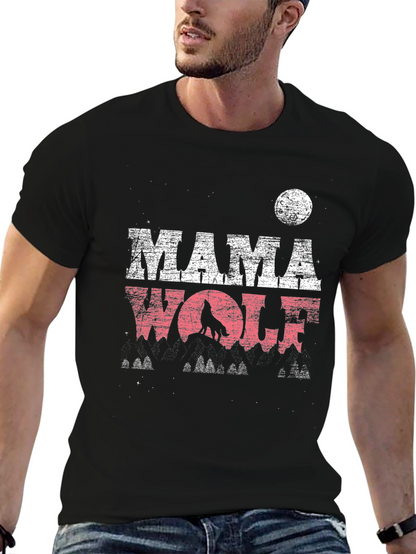 Mama Wolf Graphic Tee - Distressed Design