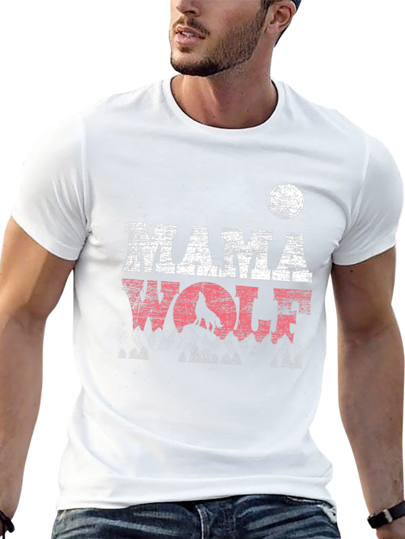 Mama Wolf Graphic Tee - Distressed Design