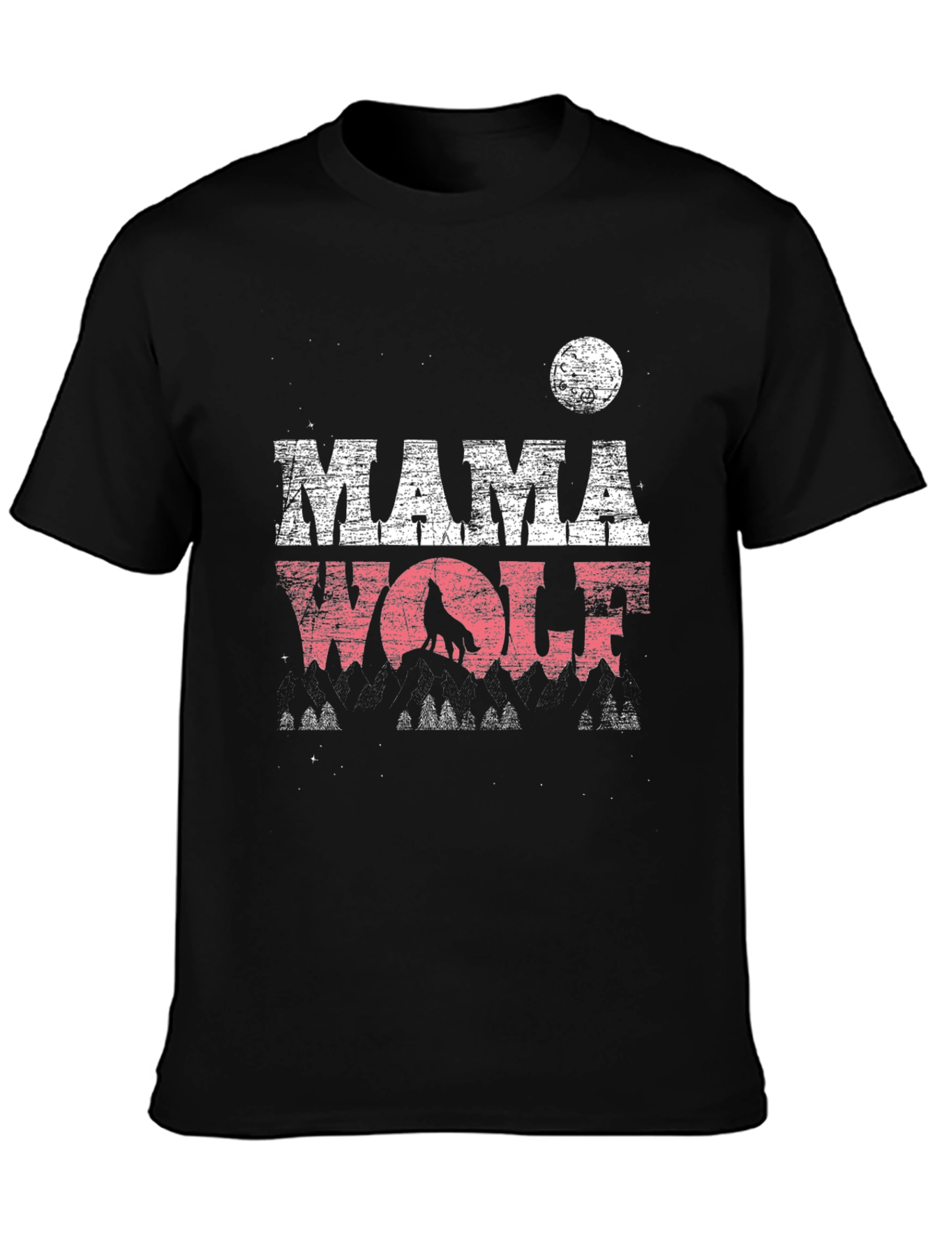 Mama Wolf Graphic Tee - Distressed Design