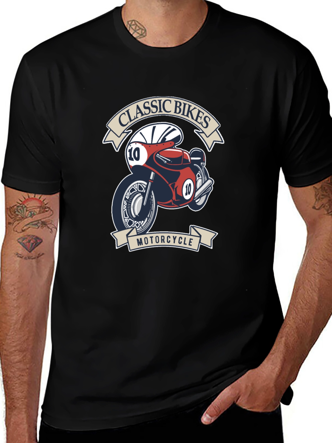 Classic Bikes Motorcycle Graphic T-Shirt - Black