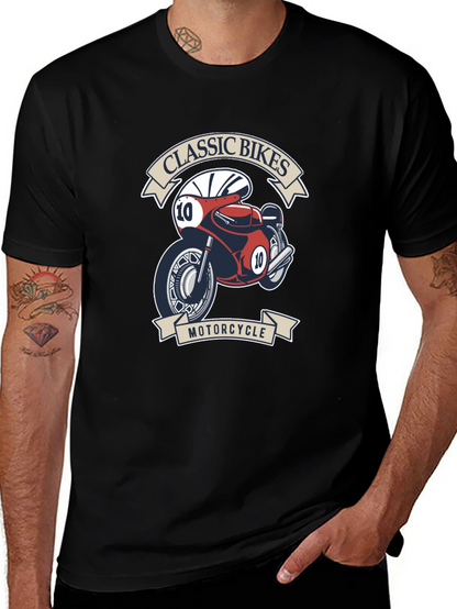 Classic Bikes Motorcycle Graphic T-Shirt - Black