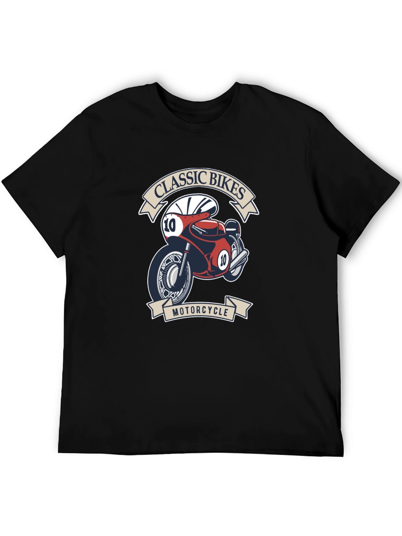 Classic Bikes Motorcycle Graphic T-Shirt - Black