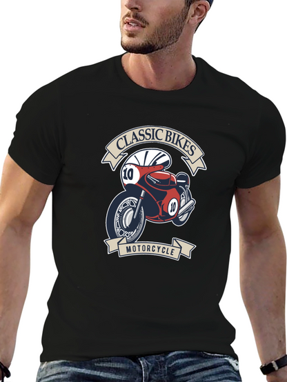 Classic Bikes Motorcycle Graphic T-Shirt - Black