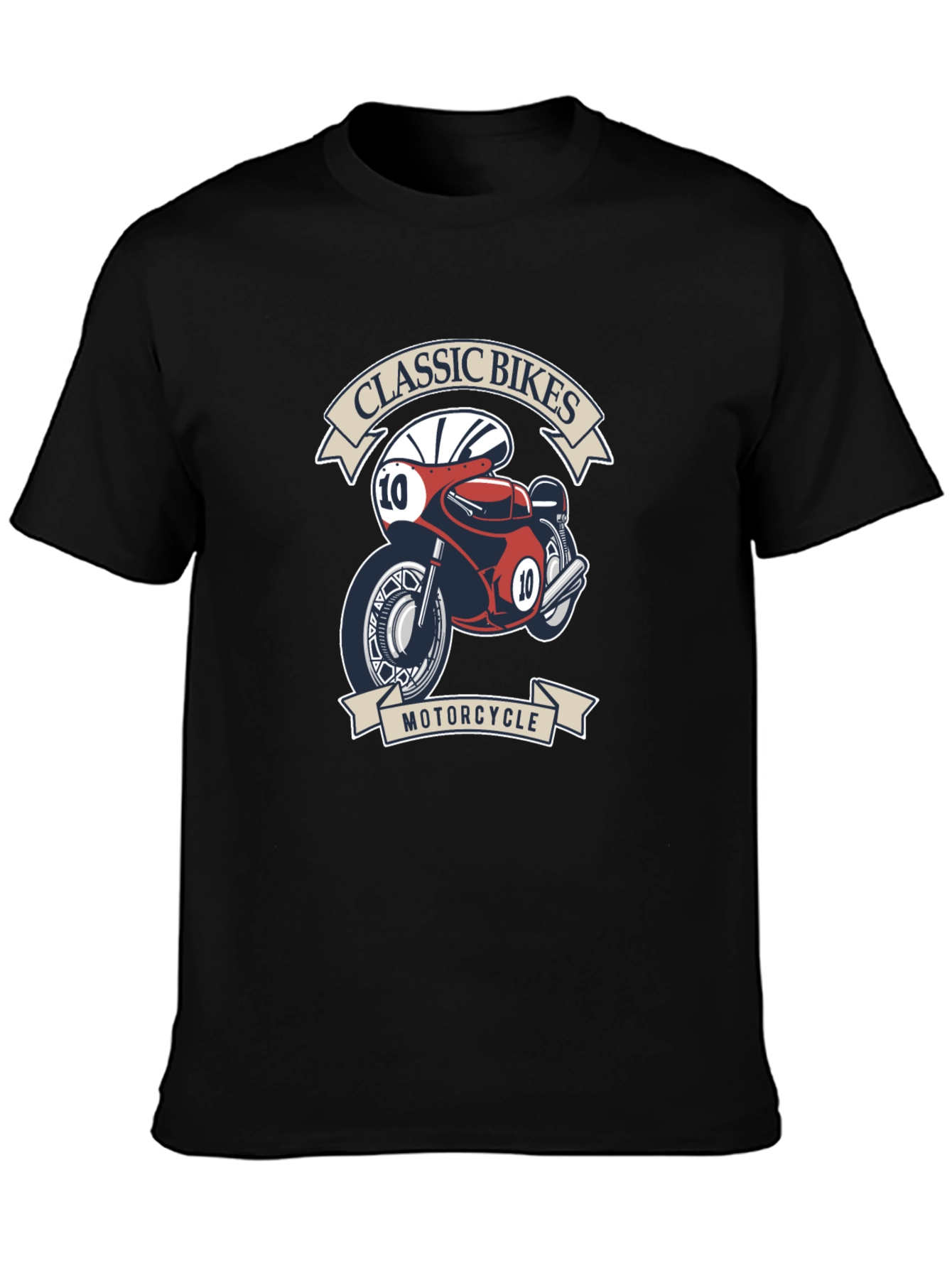 Classic Bikes Motorcycle Graphic T-Shirt - Black