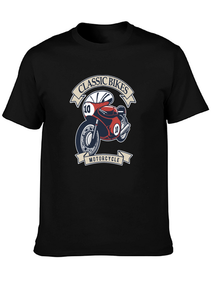 Classic Bikes Motorcycle Graphic T-Shirt - Black