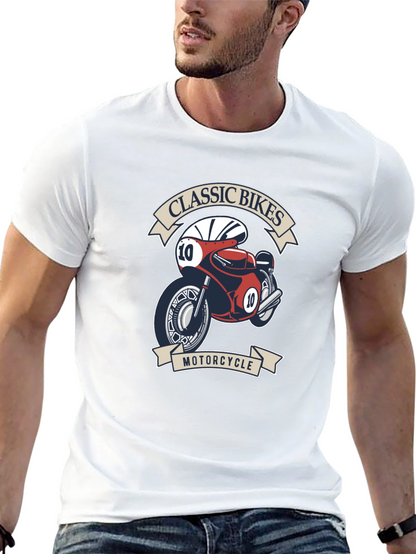 Classic Bikes Motorcycle Graphic T-Shirt - Black