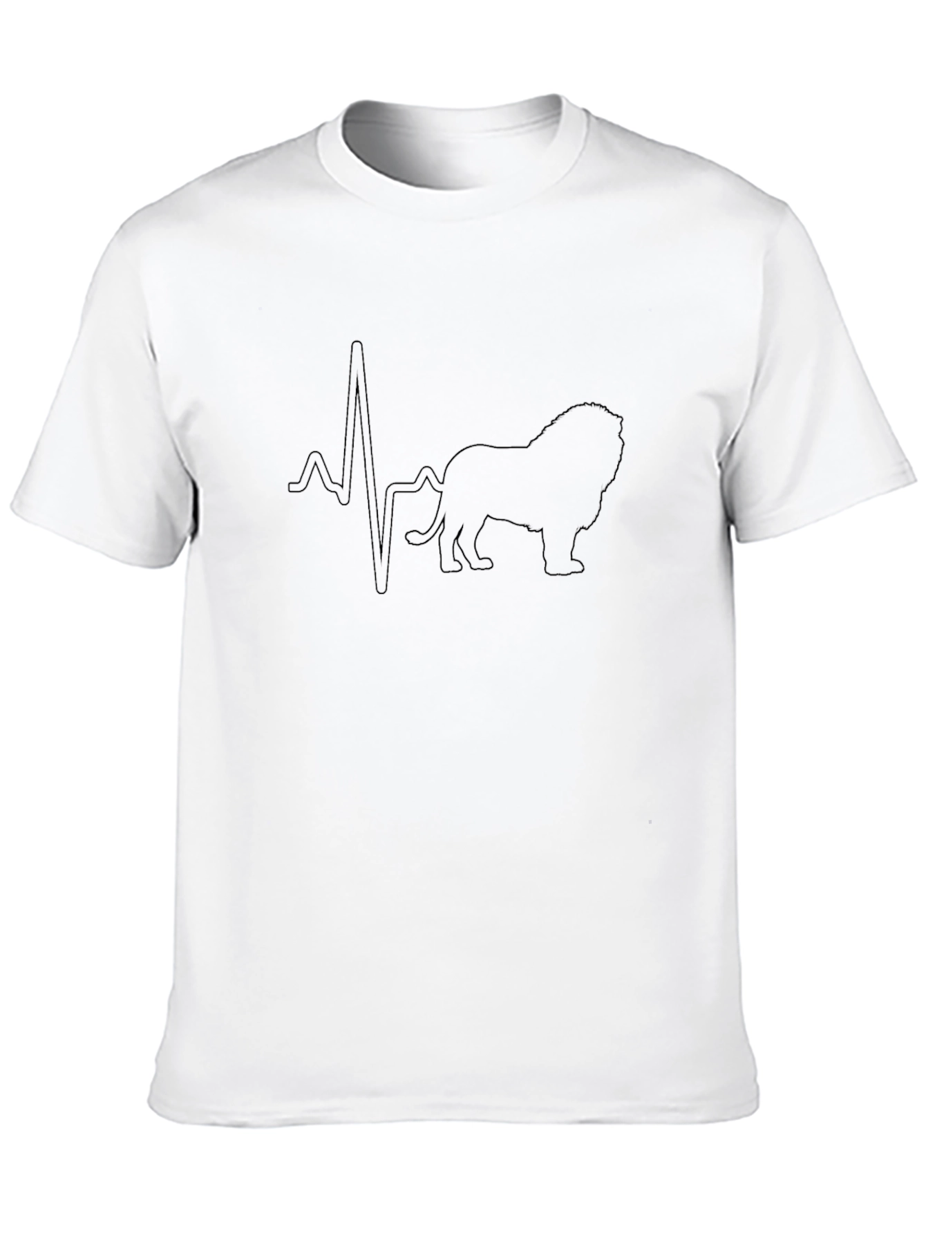 Lion Heartbeat Graphic Tee - Black Cotton