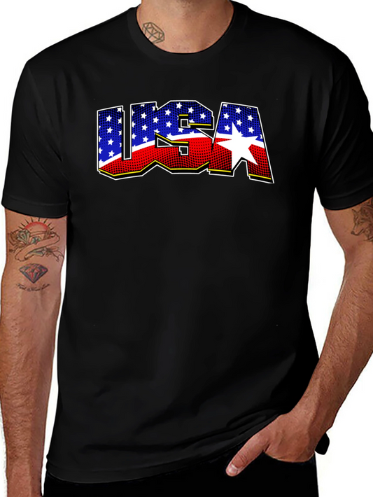 USA Patriotic Graphic T-Shirt - Black