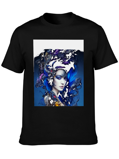 Artistic Woman Graphic T-Shirt - Unique Design Tee