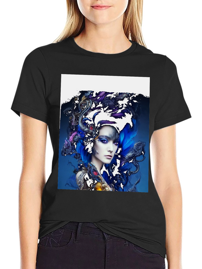 Artistic Woman Graphic T-Shirt - Unique Design Tee